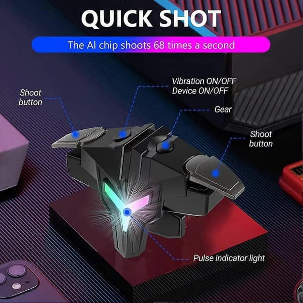 RGB A1 Mobil Gaming Trigger 4 Finger Game Controller Professionelle Triggere Joystick til Mobiltelefon