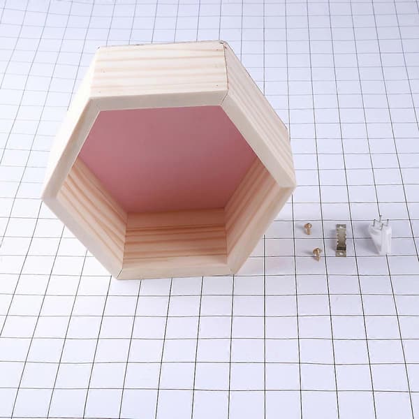 Hexagonal trähylla för dekoration Väggmonterad massivt trä Rosa
