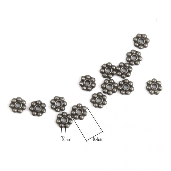 Parti om 100 st 4mm Rondell Mellanlägg Blomma Snöflinga Legering Hantverk DIY Smyckestillverkning - Gun Black