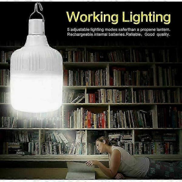[RM]Campinglanterne, 60W USB Genopladelig, 5000 Lumen, 5 Tilstande, Bærbar