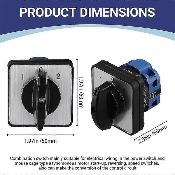 Afbryder Drejeafbryder SZW26-20/D101.1 til AC 440V 240V Universal Anvendelse Black & blue & Silver