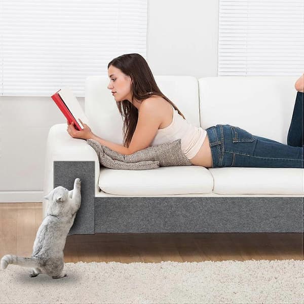 Selvklebende klorematte for katter, anti-klo katte-sofaprotektor for vegger, gulv, sofaer, stoler, 200*40cm, grå, ikke-vevd dekkmateriale