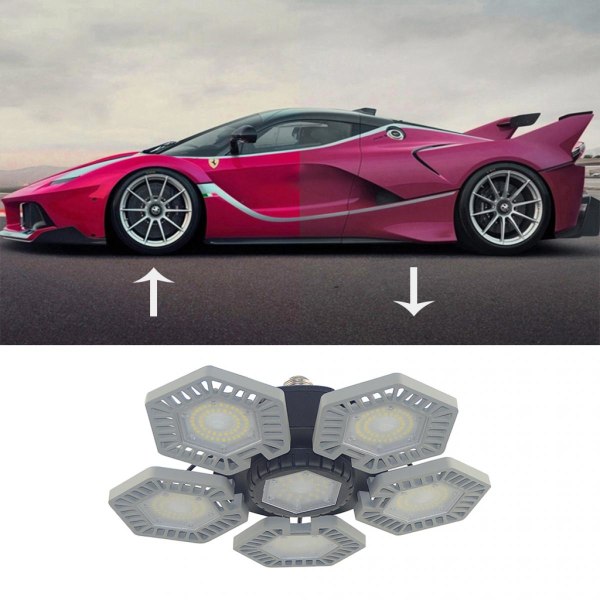 Garage Taklampor E27 6 Glödlampor Deformerbara Vikbara LED-paneler 160W Grå
