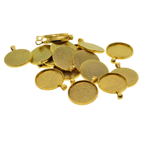 20x Tomt runt hänge Cabochon Basinställning Gör-det-själv smyckesbricka 30 mm guld