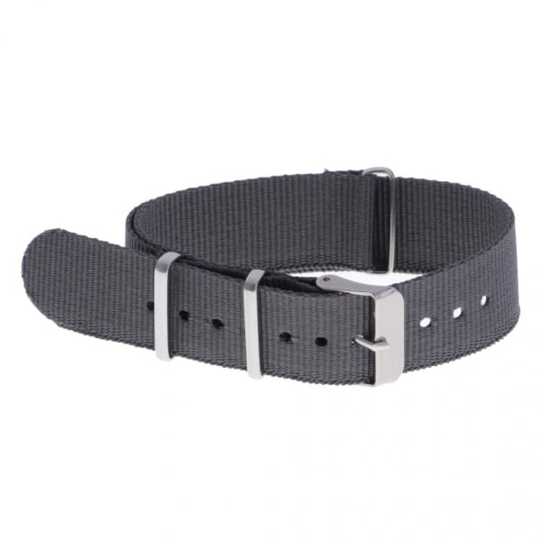 Vävd Nylon Klockarmbandsrem Armband Rostfritt Stål Spänne Svart 18mm