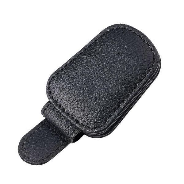 Bilbrilleholder, Læder Bil Solskærm Brilleholder Clip, til Solbriller Billetkort, Sort