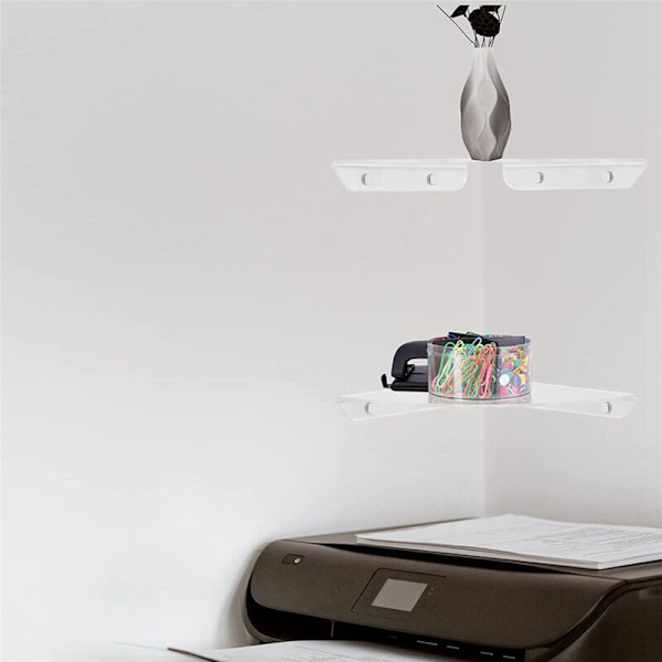 [RM] 4 Pcs Acrylic Floating Corner Shelf Wall Mounted Storage Shelf Display Speaker Organizer Bedroom Kitchen Storage Rack, Transparent