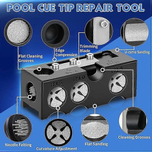 Billard Pool Kø Spids Shaper, Pool Kø Spids Udskiftningssæt, Pool Kø Shaper, Pool Kø Spids Reparationsværktøj til Udskiftning