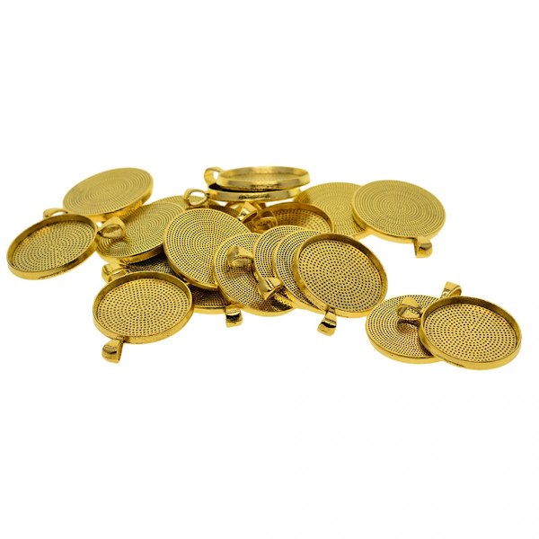 20x Tom Rund Hänge Cabochon Bas Inställning DIY Smyckesbricka 30mm Guld