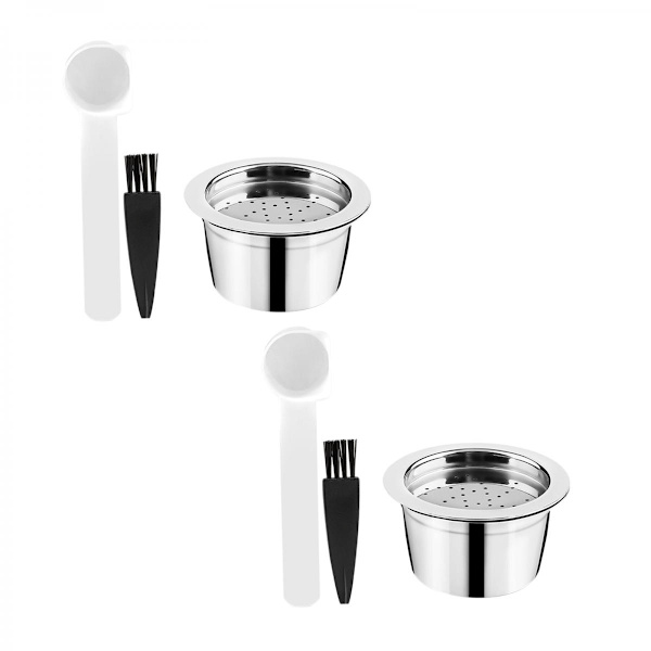2x Återanvändbara kaffekapslar tillverkade av rostfritt stål, rostfria, slitstarka, säkra, hälsosamma och hållbara 3-delars set
