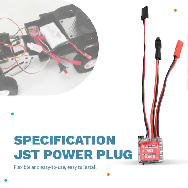 2X Micro-ESC 30A børstet ESC elektronisk hastighetskontroller 2S 4-8V for DIY Mini 1/16 1/18 1/24 RC bil båt tank JST-plugg