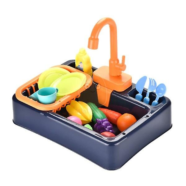 Köksleksak Diskho i Plast Set Barn Simulation Låtsas Rollspel Hushållsarbete Kit Tidiga Pedagogiska Leksaker Blue