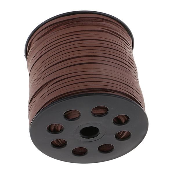 100 Yards Koreansk PU-läder med 2,6 mm Brun Platt Garnsnöre