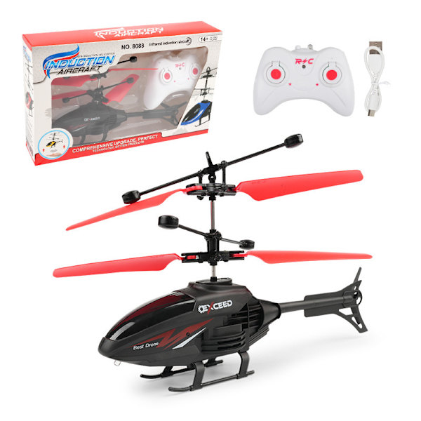 Geststyrd Hängande Helikopter RC Fjärrkontroll Induktionsflygplan Med Laddningsbar LED-lampa Leksak för Barn