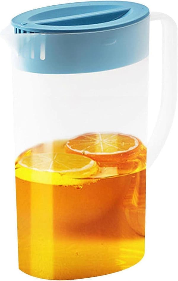 [RM]2X Plastic Jugs with Lid and Handle, Juice Pitcher for Refrigerator, Water Pitcher for Hot/Cold Beverages for Lemonade 2L