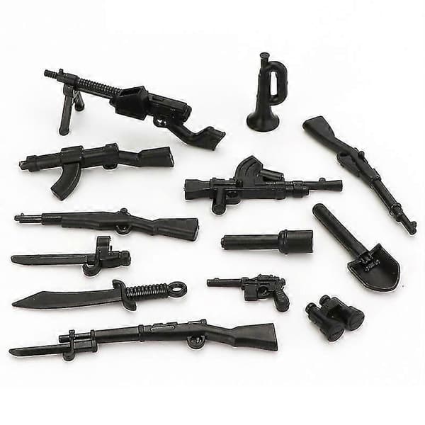 [RM] Militært DIY våbendele MOC soldat Playmobil model byggeklodser legetøj til børn Black E