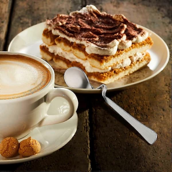 6 stk. syltetøjsskeer, lange hængende lige kopskeer, foldbare kaffeskeer i rustfrit stål, hæng [MI]