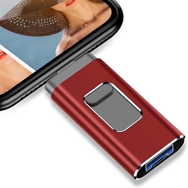 3-i-1 USB 3.0 Flash Drive 128GB Metall Pendrive Android OTG Mirco USB Minne Blue