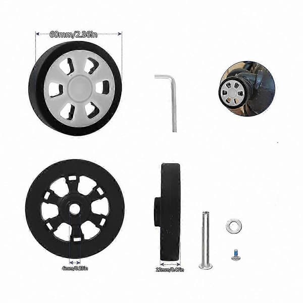 8-pak erstatningshjul til kuffert, 2,36 tommer diameter, holdbart gummimateriale, lydløst rullende hjul til bagagereparation Silver