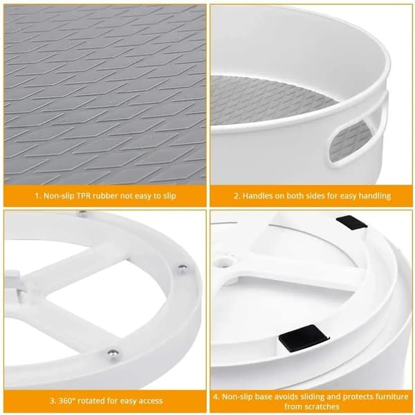 Lazy Swivel-oppbevaringsbeholder i plast - sklisikker 9\" & 12\" grå grey large