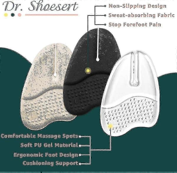 3 par gel-metatarsalputer for flip-flops, tangsandaler Transparent