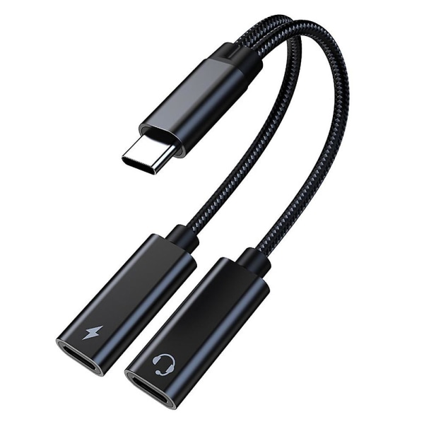 USB C Splitter, Dual USB C hörlurar och laddare Adapter med Pd 60w snabbladdning aluminiumlegering style 2