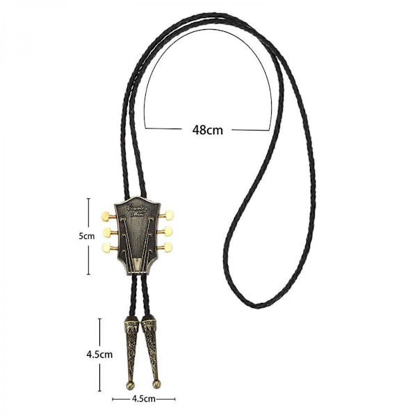 Gitarrhuvud Bolo Tie Halsband Bröllop PU Läderrep Western Cowboy Silver
