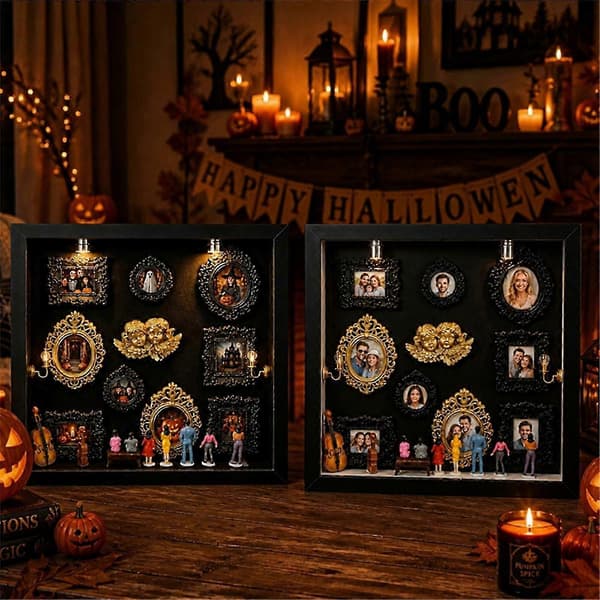Skyggeboksramme med minifigurer Displaypynt for bursdagsferier Black
