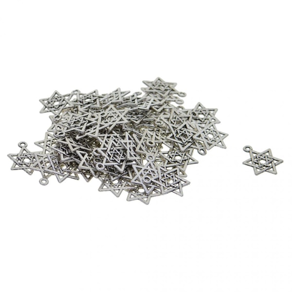 50 bitar tibetanskt silvertätning hexagram smycken att göra berlocker hänge för DIY Vintage halsband Armband Örhänge Tillbehör, 21x16mm