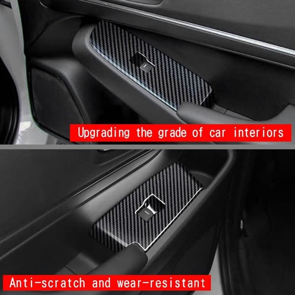 [RM]Carbon Fiber Car Window Lift Button, Door Armrest Panel for -V Vezel 2021 2022 Left Hand Drive