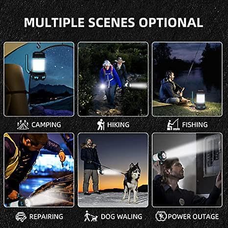 [RM]Rechargeable LED Camping Lantern Handheld Flashlight 6 Modes Tent Lights Multifunctional Power Bank IPX4 Waterproof Spotlight USB Cable Included