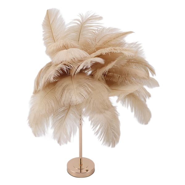 [RM]Feather USB Rechargeable Touch Control Desk Lamp 30pcs Camel Color Built-in Battery