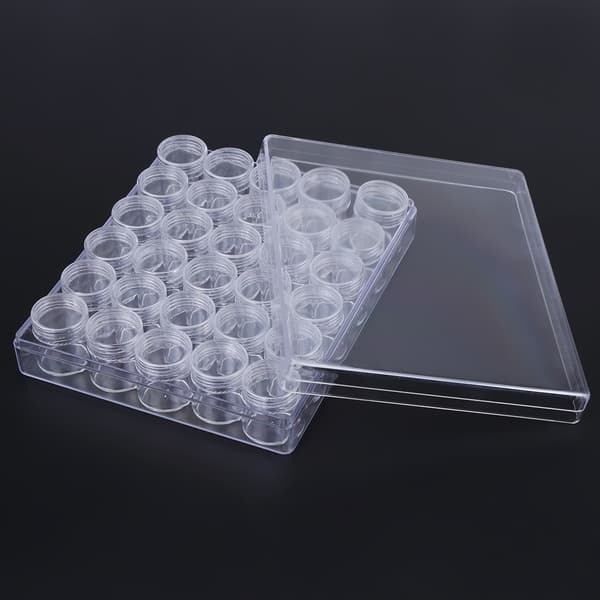 [RM]30 Pcs Clear Plastic Jewelry Beads Small Round Containers with Rectangular Box