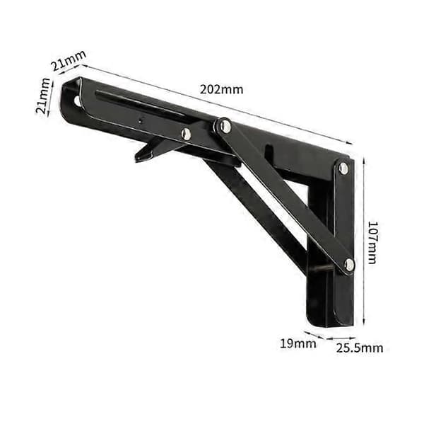 Delar Fällbara Hyllkonsoler, 200 mm Svarta Fällbara Konsoler, Väggmonterade Fällbara Konsoler, för Bord Vägghylla Garage Kök Sovrum Kontor, Utrymme