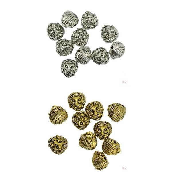 20 st Metallpärlor 3D Lejonhuvud Antik Smyckestillverkning DIY Berlocker Halsband