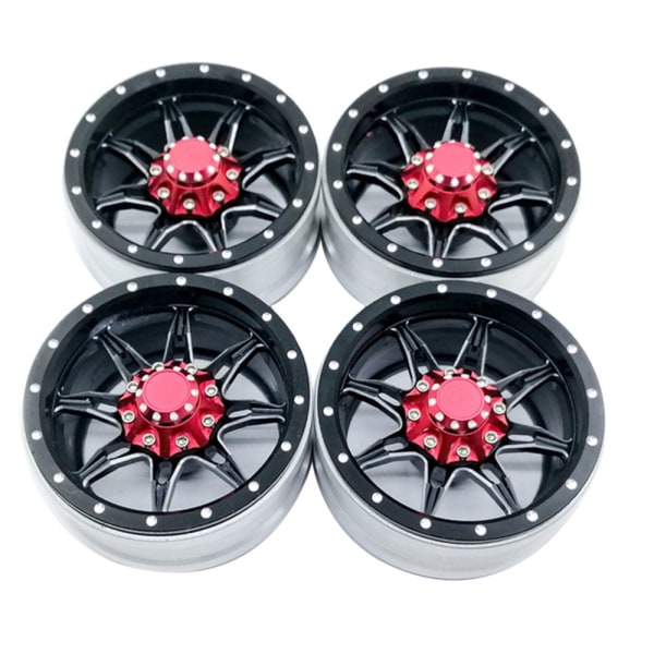 4 Stycken 1/10 RC Bilfälgar Set för RC Rock Crawler Uppgraderingsdelar Svart