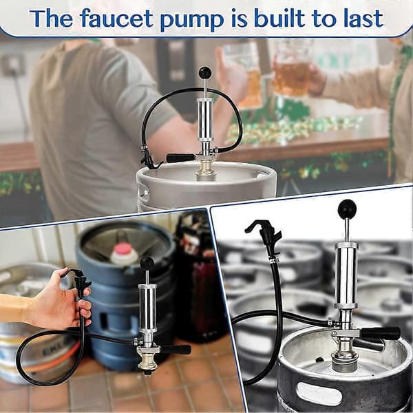 Fustpumpe, D-system 4 tommers krom ølfustpumpe med ølkran, for amerikanske ølfust, Molson, Busch, Miller as shown