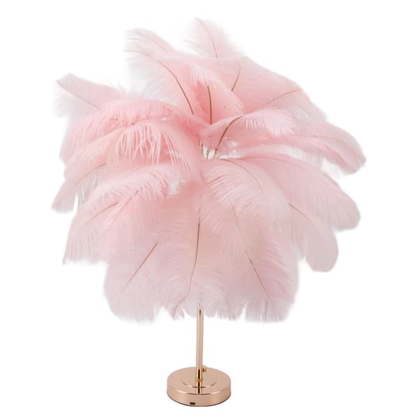 [RM]Pink Feather Table Lamp USB Rechargeable Touch Control Desk Lamp 30 Pcs Built-in Battery