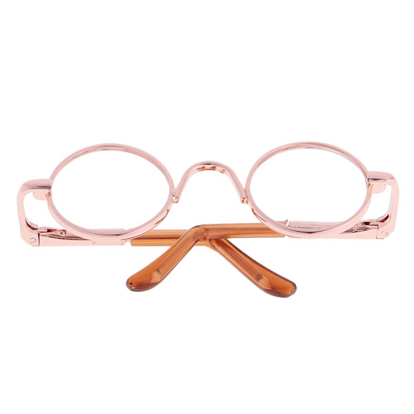 1/3 BJD Hippie Runda Glasögon för SD DOD Dock Guldram Klar Linser