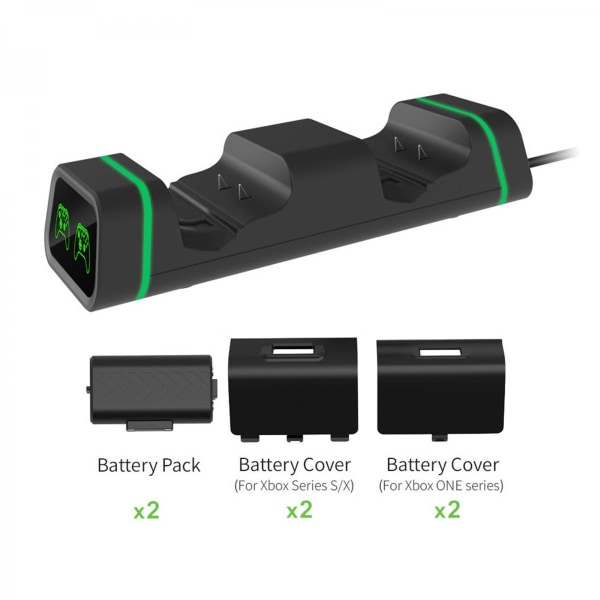 Dubbelkontrollladdare för Xbox One XS Station 2 Base Kit-batteri