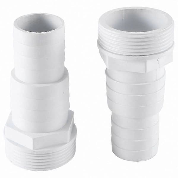 2-pak slangeadapter, 1-1/2\" & 1-1/4\" han, 3-vejs skiveforbindelse til spabade og swimmingpools White