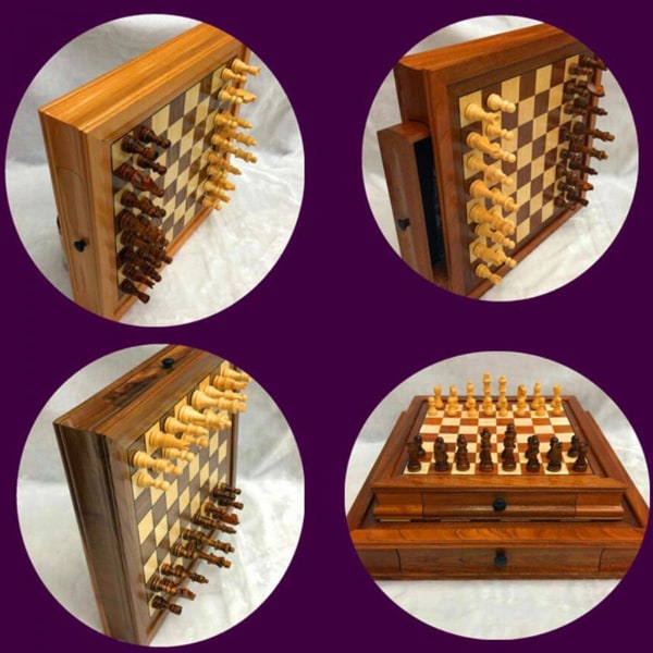 Set i massivt trä för barn och vuxna Klassiskt familjeschackbrädespel med förvaringslåda för schackbräde i trä Träschack