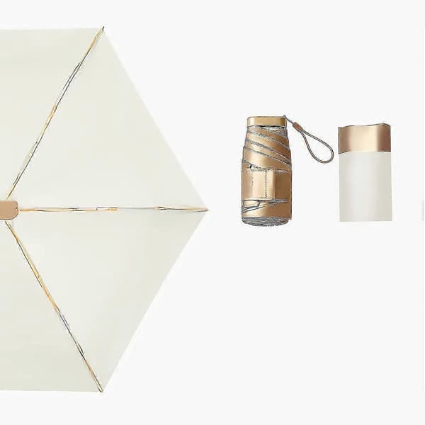 Mini hopfällbart paraply i guld med UV-skydd, solskydd utomhus UV-paraply stormtålig present