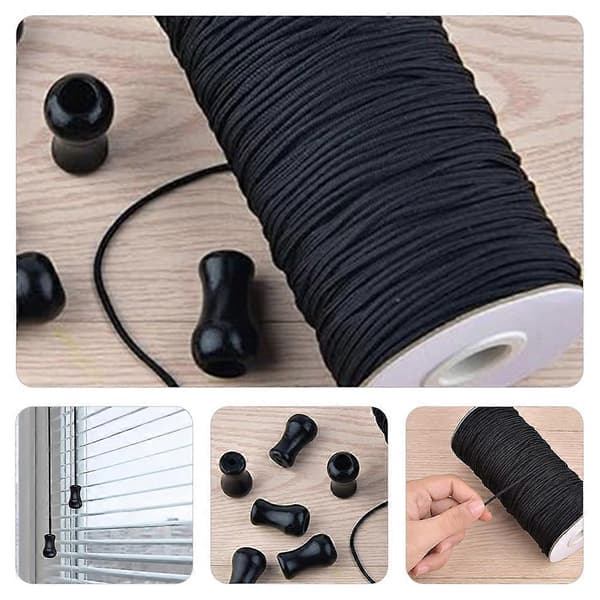 Snöre för att reparera husvagnsgardiner med justerbar längd 100 meter svart polyester 1 set
