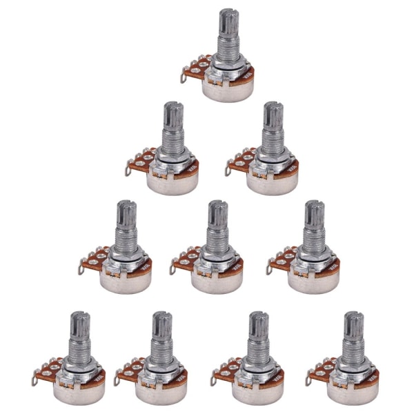10 st 18mm lång potentiometer med delad axel för bas elgitarr b50k
