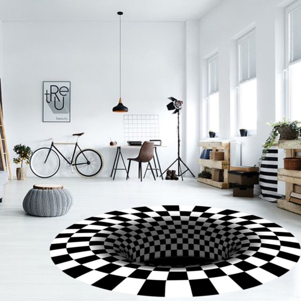 3D-tryckt Rutig Illusion Vortex Matta Golvmatta För Vardagsrumsdekor 60cm