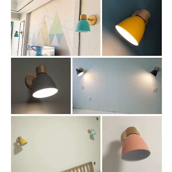 Nordisk Metall Järn Macaron Sovrum Sänglampa Vägglampa Modern Enkel Träbas Mural Studievägg Sovrum Balkong Restaurang Trappor Dekorativ Vägglampa