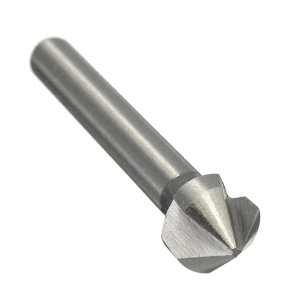 3-Skärigt 90° HSS Försänkare Fasfräs Ändfräs 10,4mm Natur