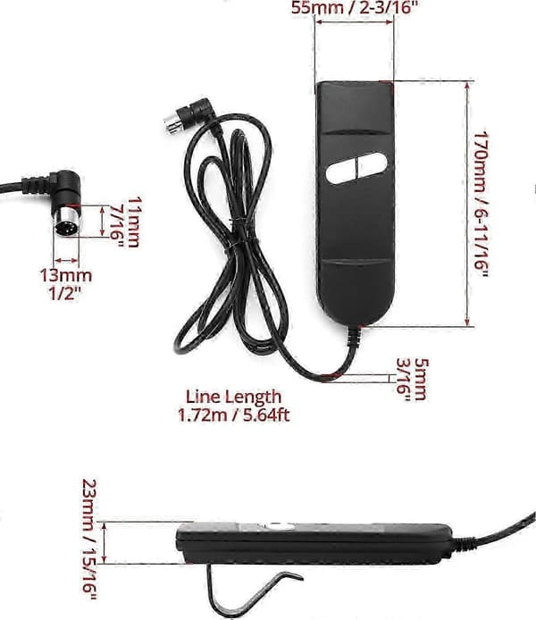 2-knaps 5-bens håndkontaktcontroller kompatibel med de fleste elektriske lænestole og løftestole