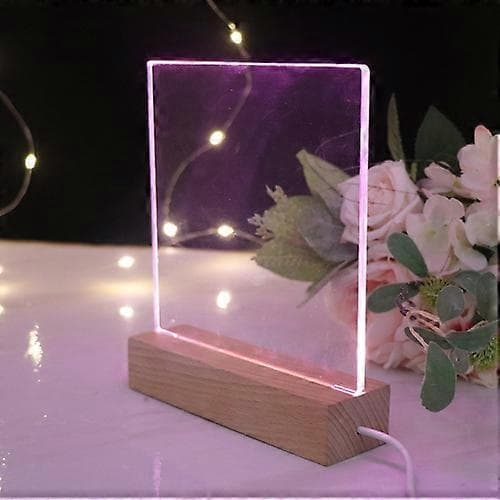 3D LED Blank Ugravert Akryl Bøk Base Nattlys Pink Light